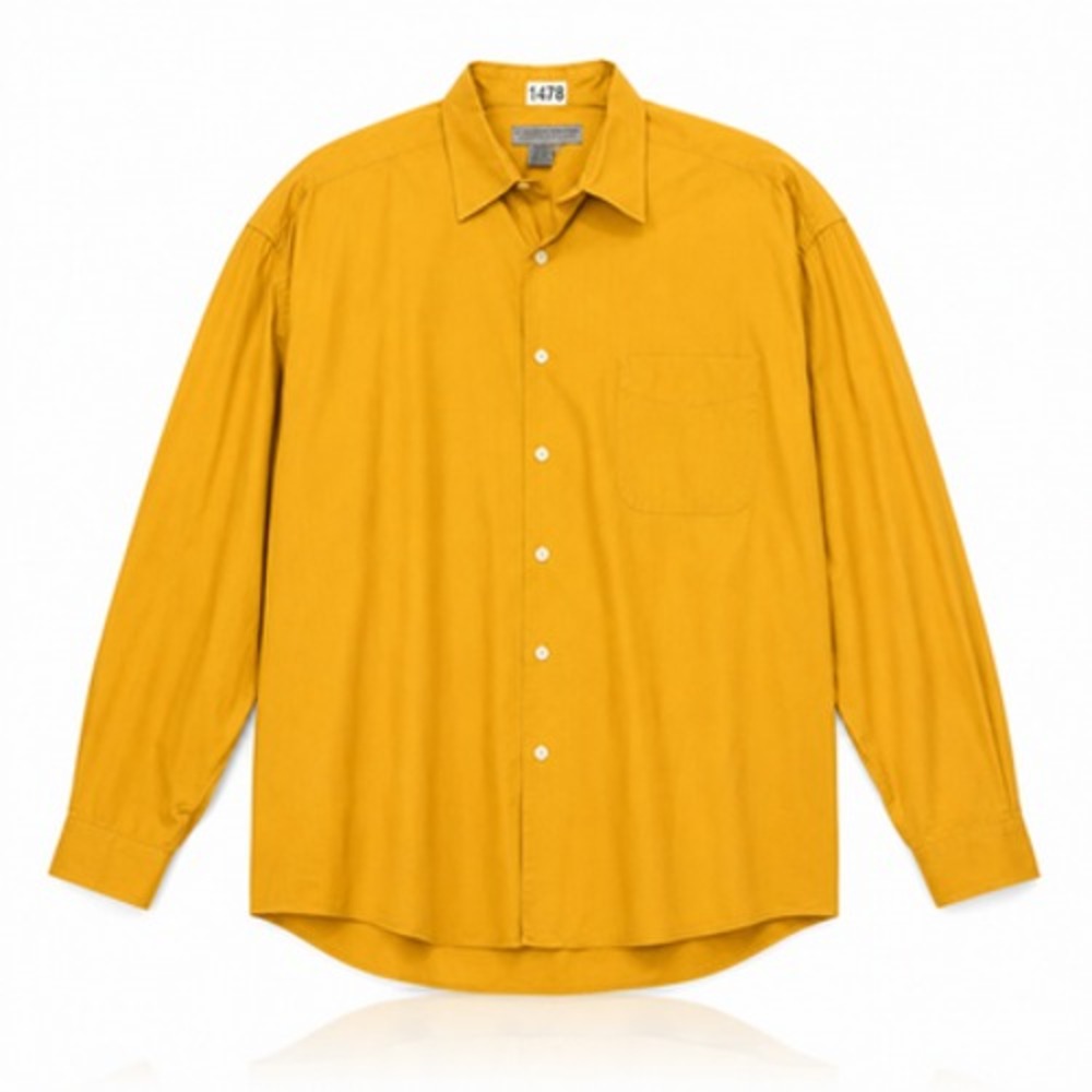 Vintage Le Collezioni Structure Shirt Mens L Yellow Cotton Button Up